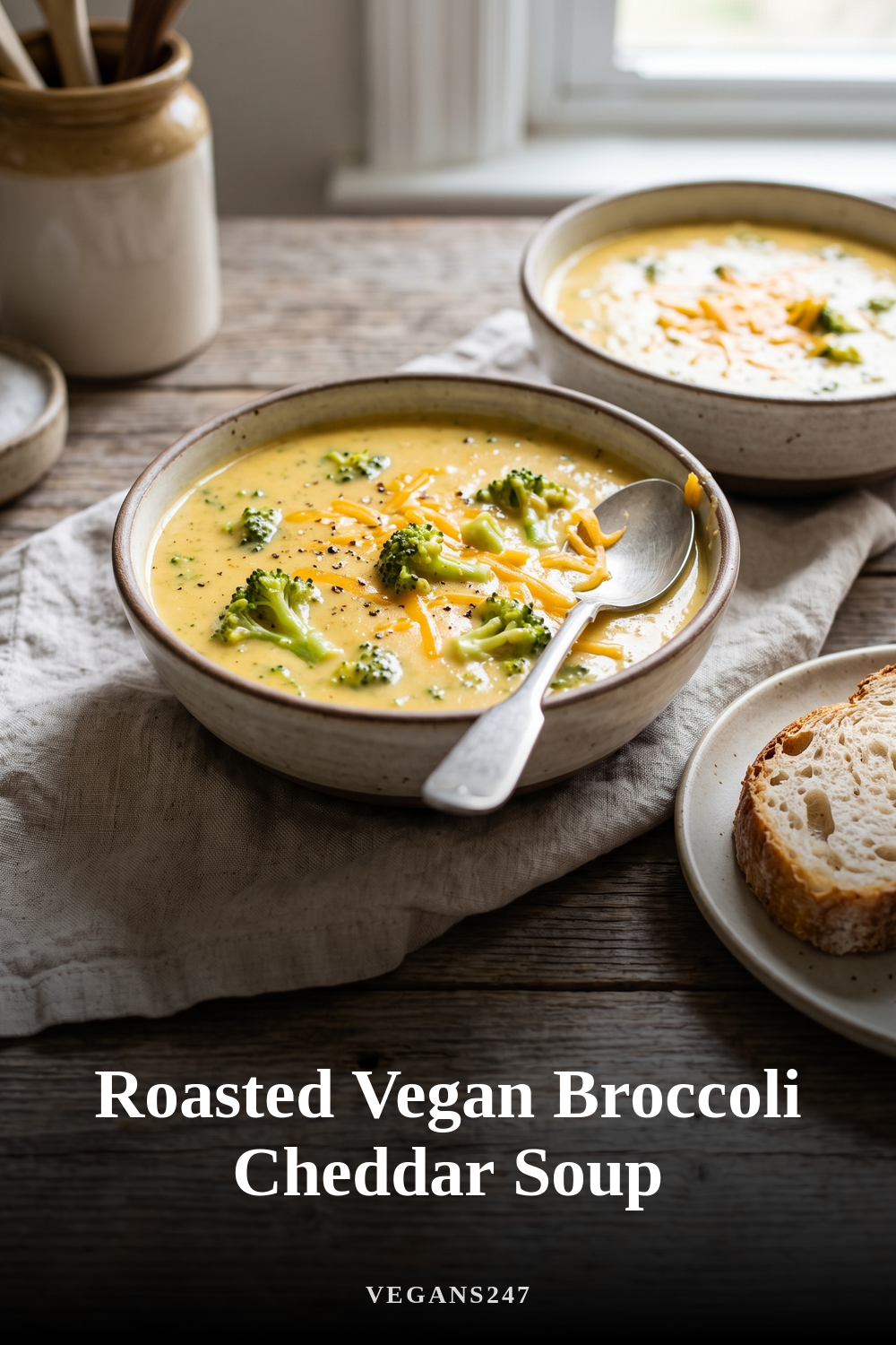 Roasted Vegan Broccoli Cheddar Soup