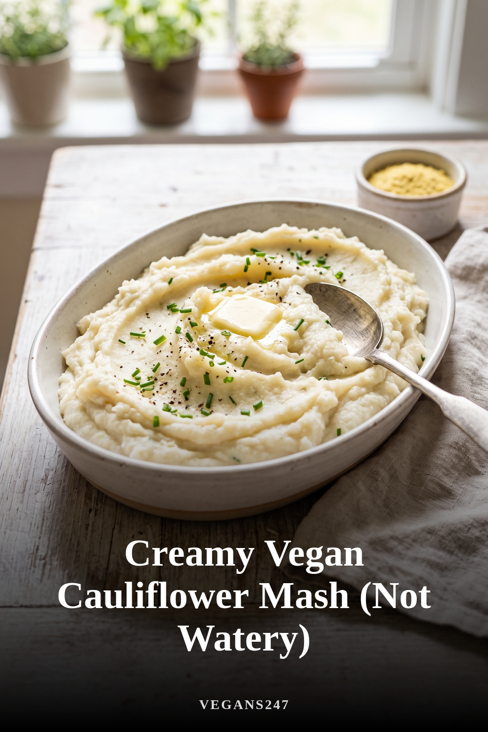 Creamy Vegan Cauliflower Mash (Not Watery)