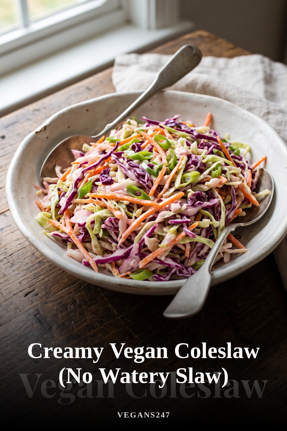 Creamy Vegan Coleslaw (No Watery Slaw)
