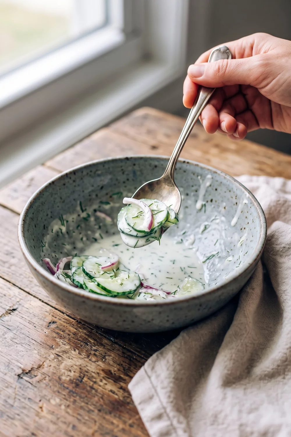 Creamy Vegan Cucumber Salad, vegan recipe
