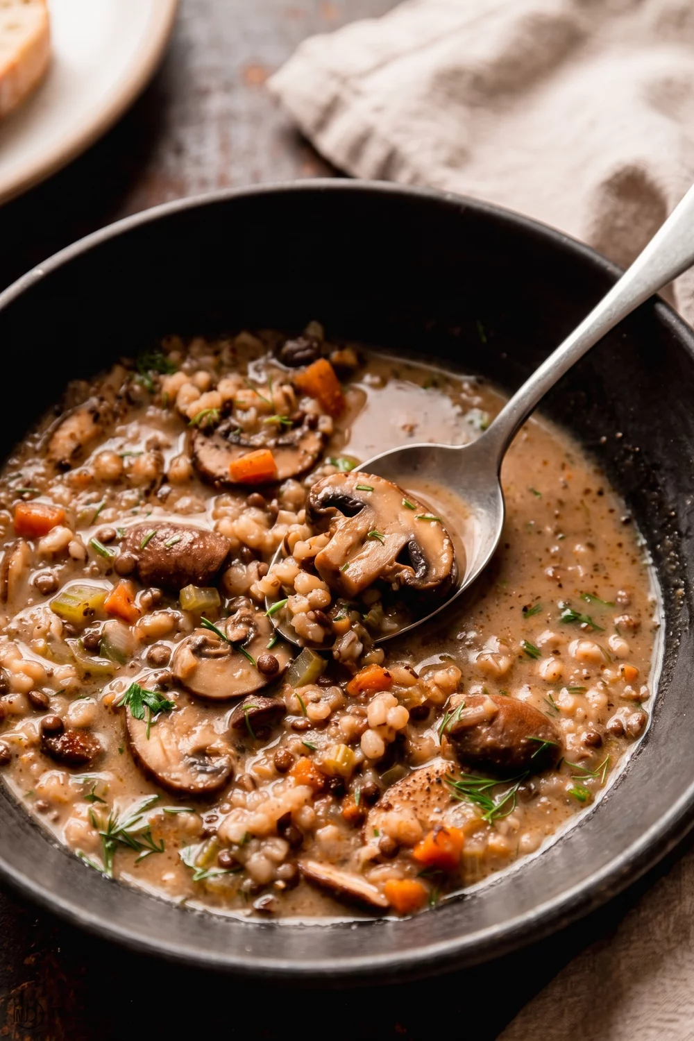 Vegan Mushroom Barley Soup, vegan recipe