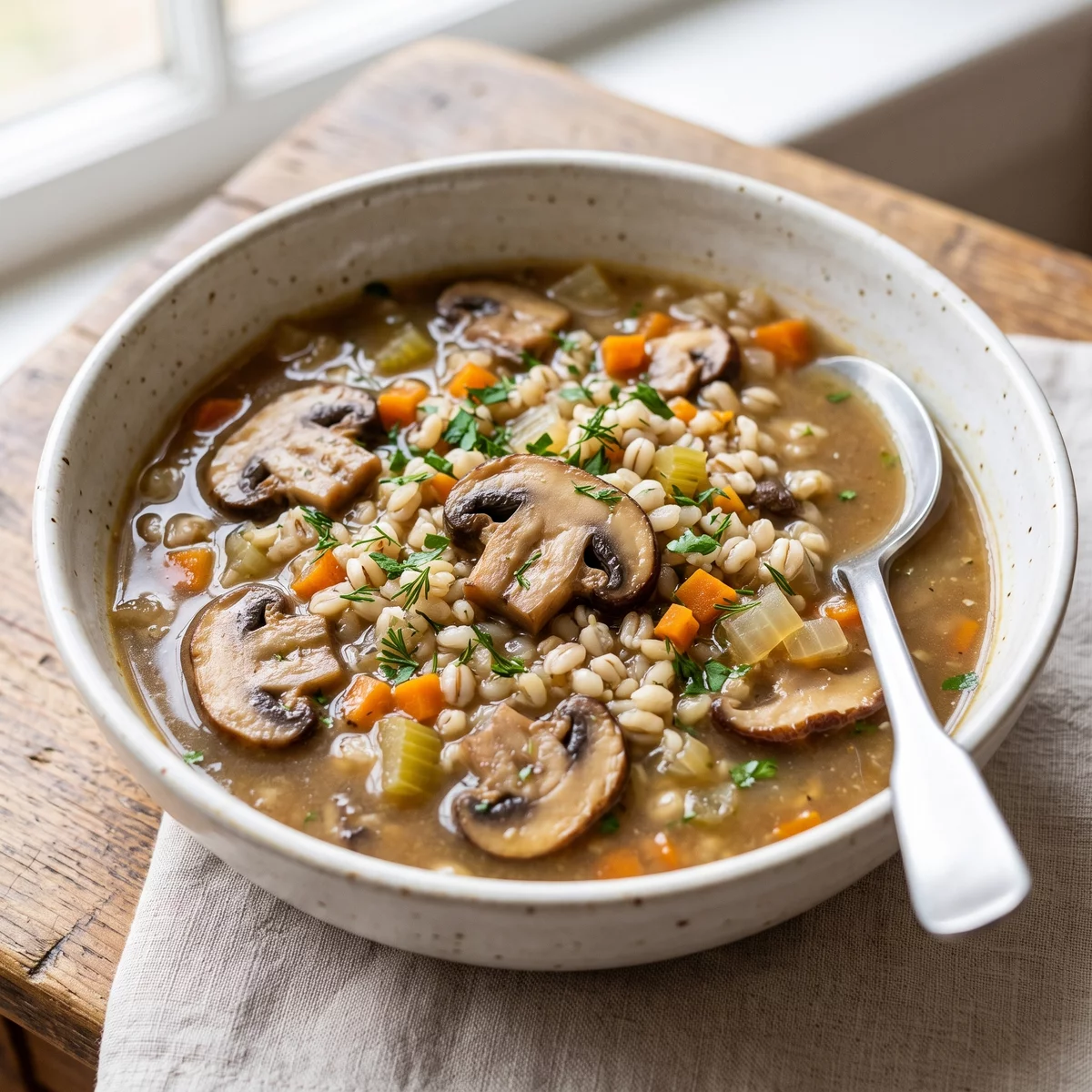 Vegan Mushroom Barley Soup, vegan recipe