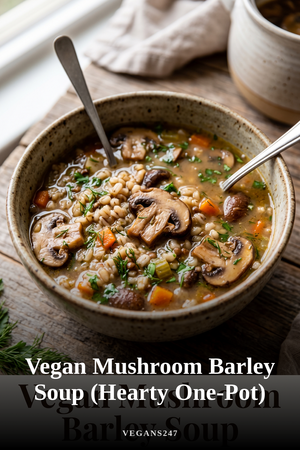 Vegan Mushroom Barley Soup (Hearty One-Pot)
