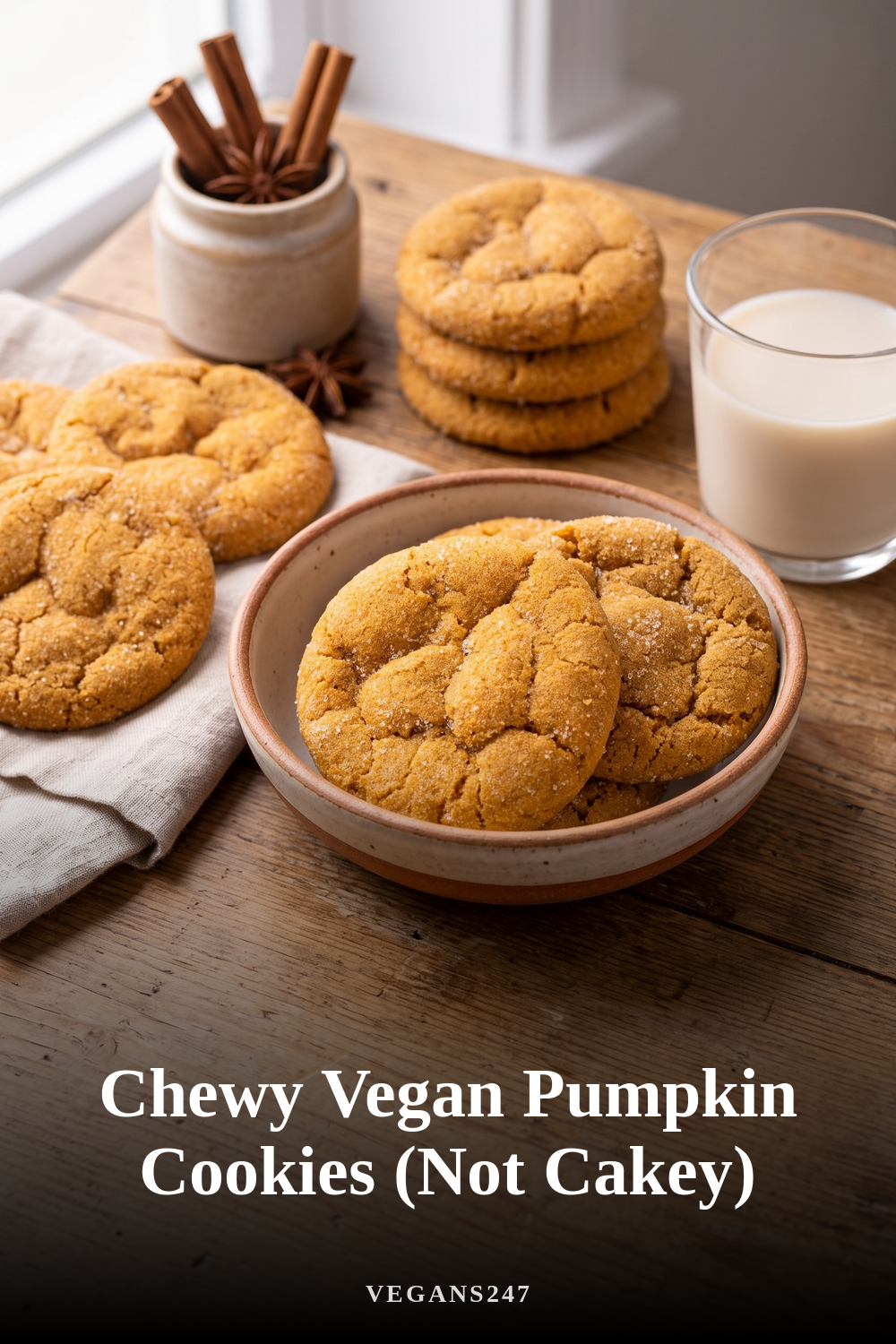 Chewy Vegan Pumpkin Cookies (Not Cakey)