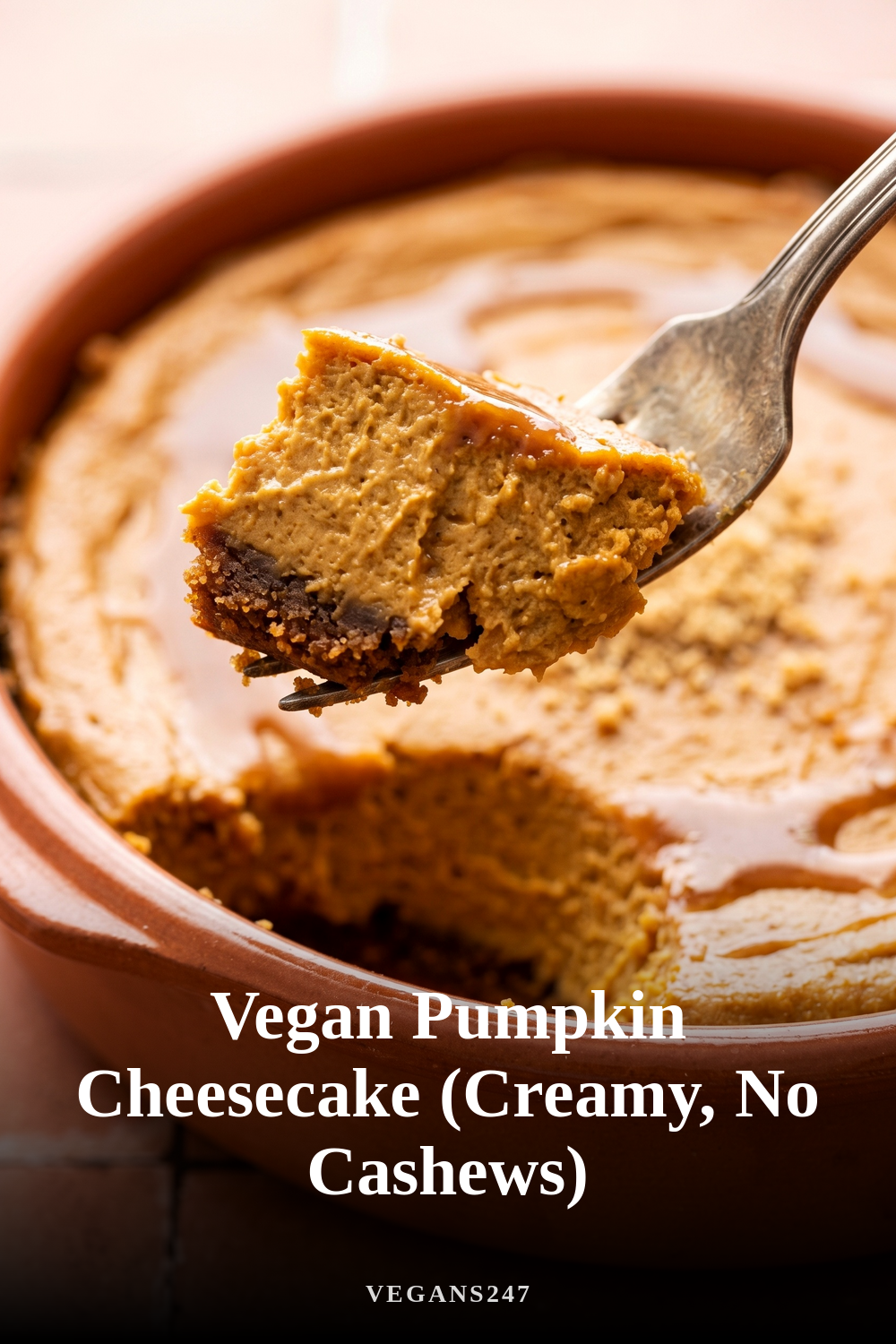 Vegan Pumpkin Cheesecake (Creamy, No Cashews)