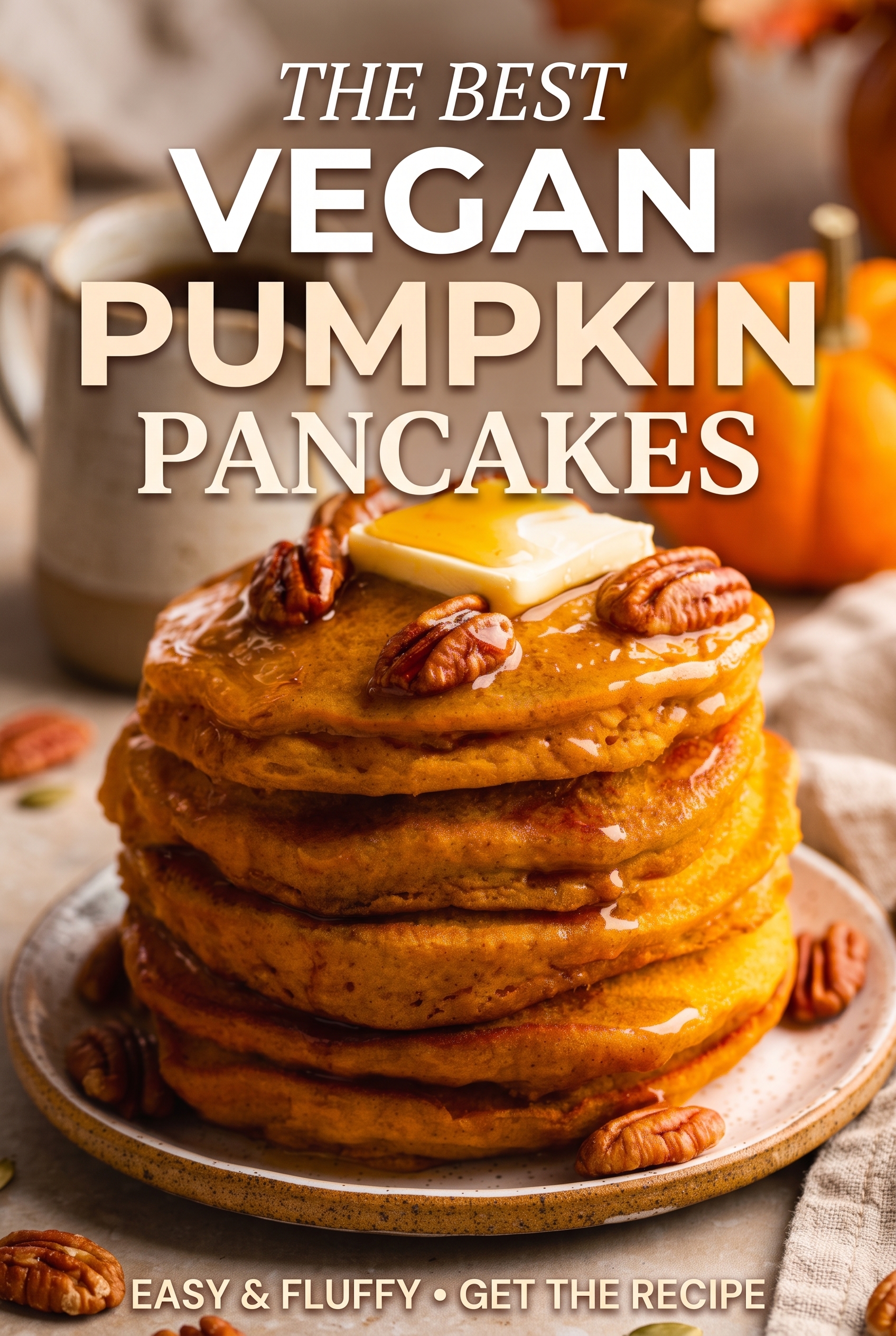 Vegan Pumpkin Pancakes (Fluffy, No Flax Egg)